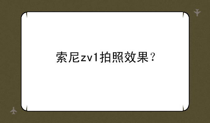 索尼zv1拍照效果？