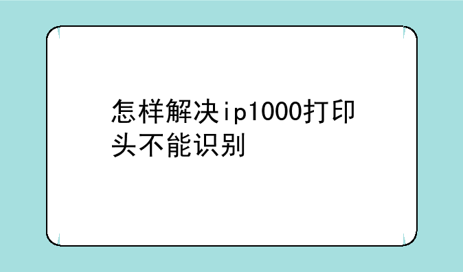 怎样解决ip1000打印头不能识别