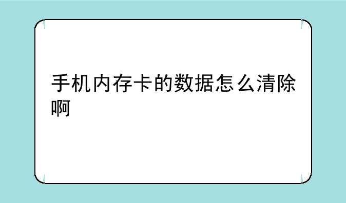 手机内存卡的数据怎么清除啊