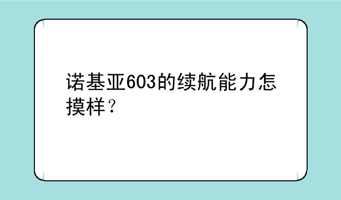 诺基亚603的续航能力怎摸样？
