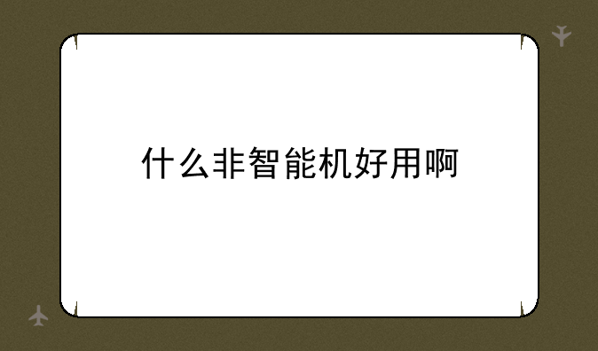 什么非智能机好用啊