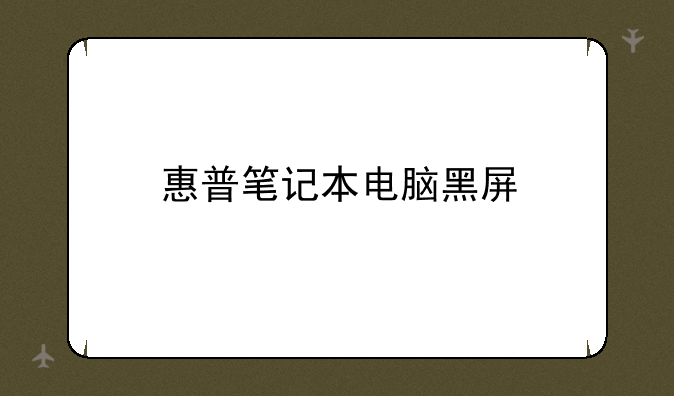 惠普笔记本电脑黑屏