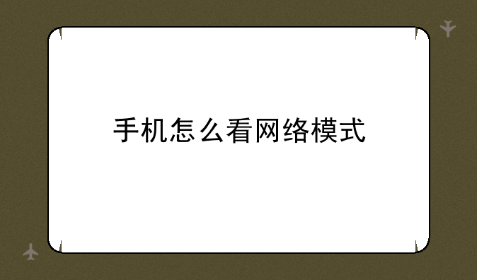手机怎么看网络模式