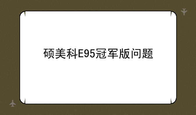 硕美科E95冠军版问题