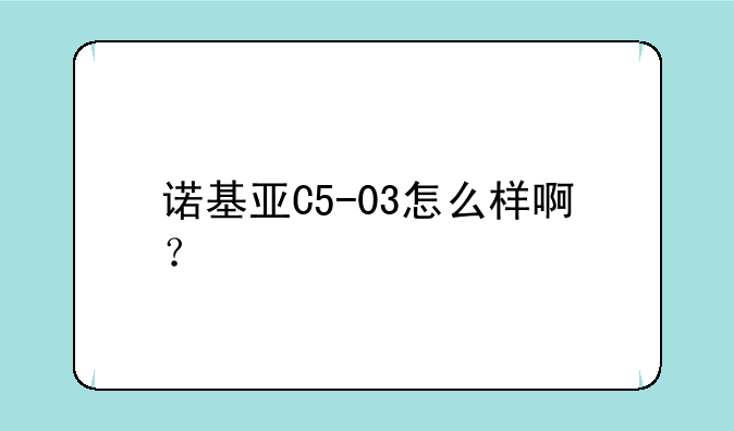 诺基亚C5-03怎么样啊？