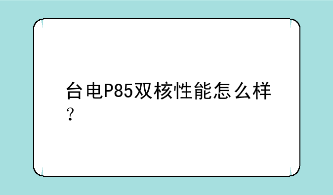 台电P85双核性能怎么样？