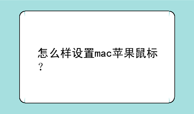 怎么样设置mac苹果鼠标？