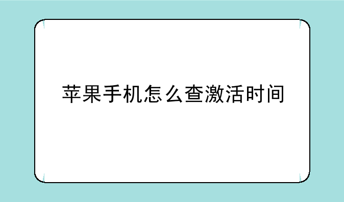 苹果手机怎么查激活时间