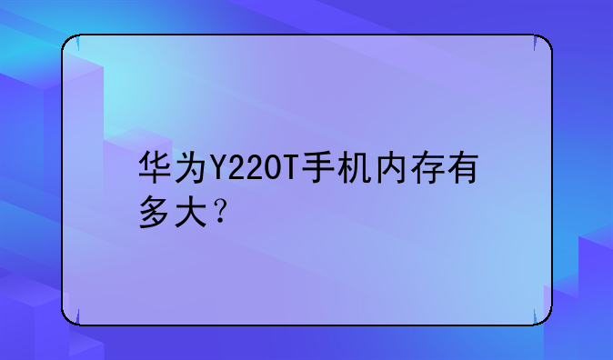 华为Y220T手机内存有多大？