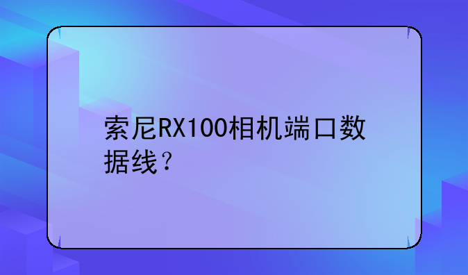 索尼RX100相机端口数据线？