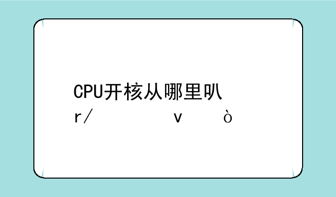 CPU开核从哪里可以看出来？