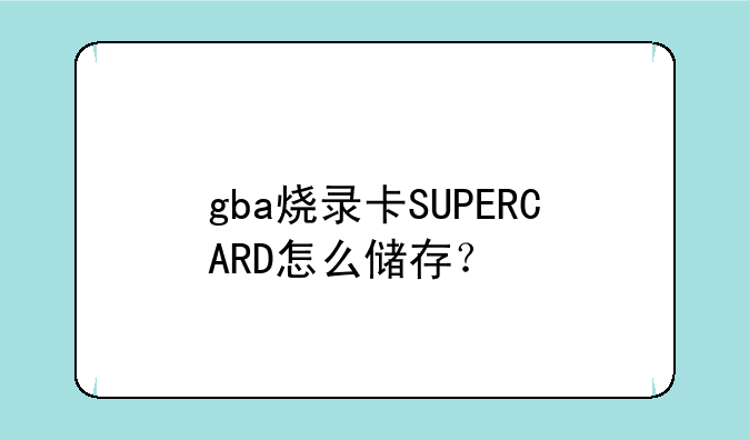 gba烧录卡SUPERCARD怎么储存？