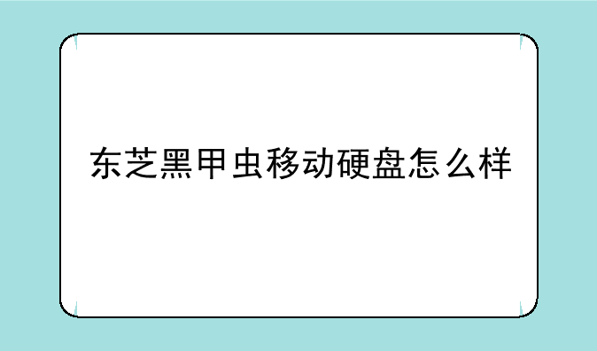 东芝黑甲虫移动硬盘怎么样