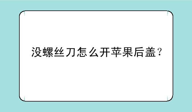 没螺丝刀怎么开苹果后盖？