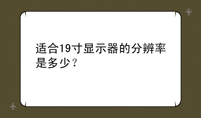 适合19寸显示器的分辨率是多少？