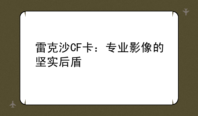 雷克沙CF卡：专业影像的坚实后盾