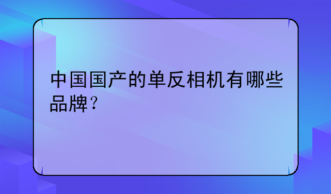 中国国产的单反相机有哪些品牌？