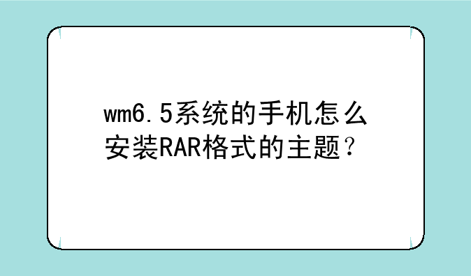 wm6.5系统的手机怎么安装RAR格式的主题？