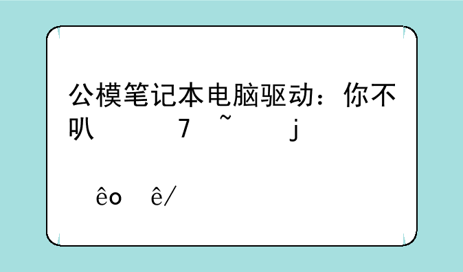 公模笔记本电脑驱动：你不可不知的那些事儿