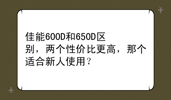 佳能600D和650D区别，两个性价比更高，那个适合新人使用？
