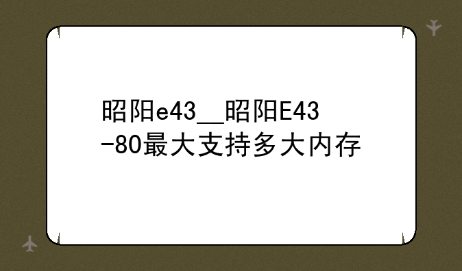 昭阳e43__昭阳E43-80最大支持多大内存