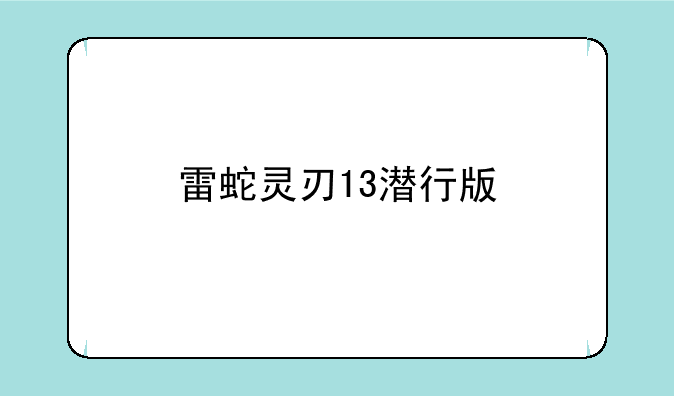 雷蛇灵刃13潜行版