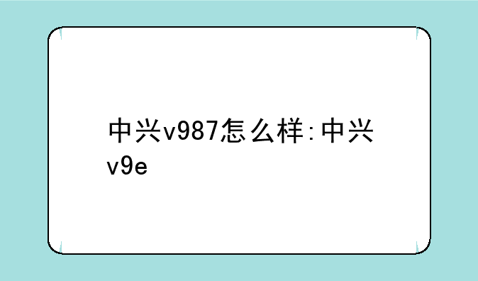 中兴v987怎么样:中兴v9e