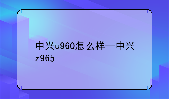 中兴u960怎么样—中兴z965