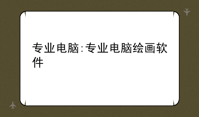 专业电脑:专业电脑绘画软件