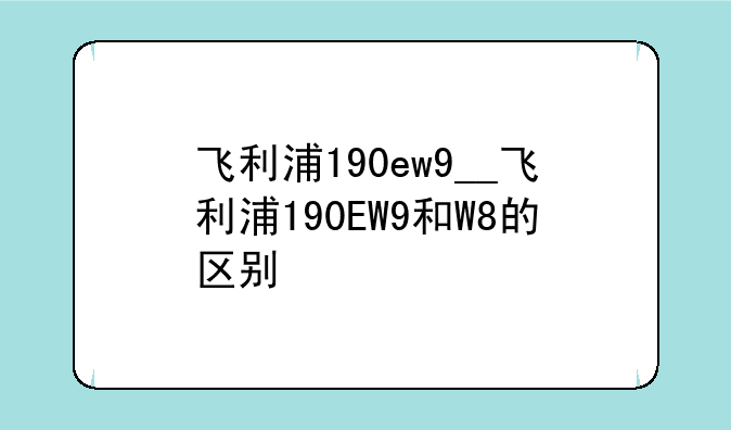 飞利浦190ew9__飞利浦190EW9和W8的区别