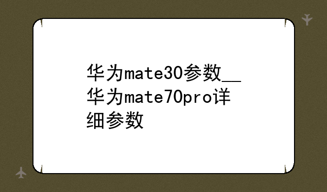 华为mate30参数__华为mate70pro详细参数