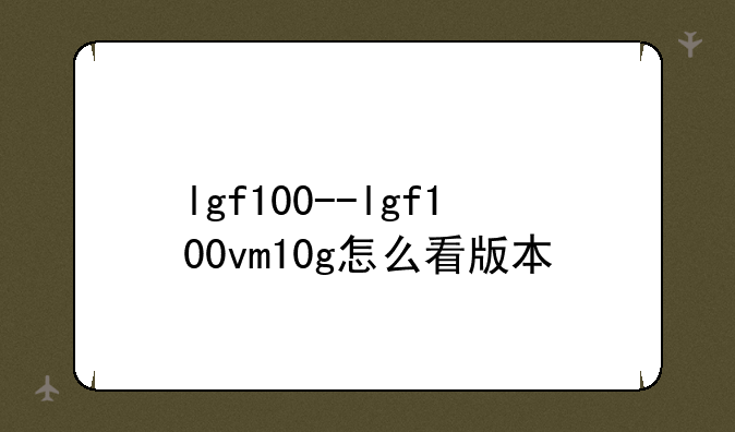 lgf100--lgf100vm10g怎么看版本