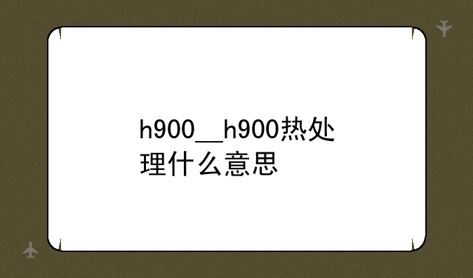h900__h900热处理什么意思